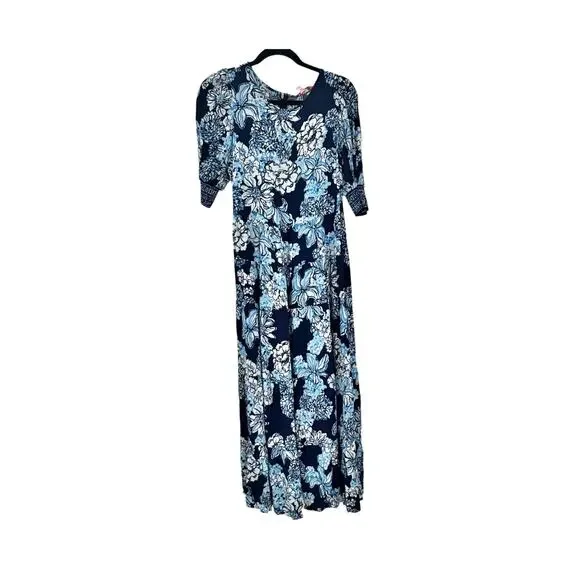 Lilly Pulitzer Ameilia Low Tide Bouquet Engineered Woven Dress Navy Size 4 NWT